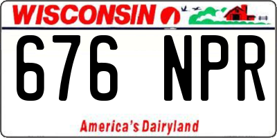 WI license plate 676NPR