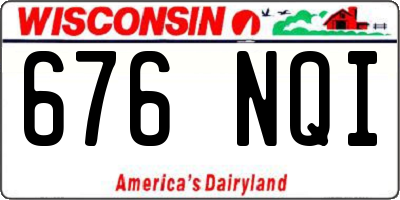 WI license plate 676NQI