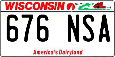 WI license plate 676NSA
