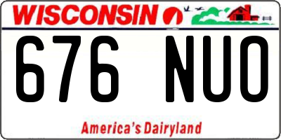 WI license plate 676NUO