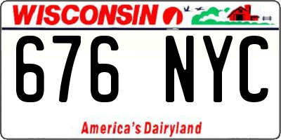 WI license plate 676NYC