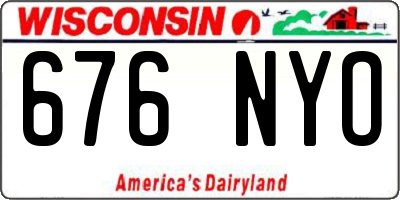 WI license plate 676NYO