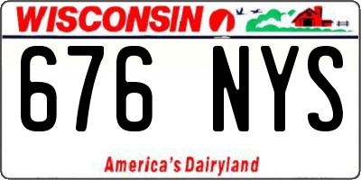 WI license plate 676NYS