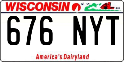 WI license plate 676NYT