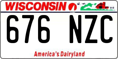 WI license plate 676NZC