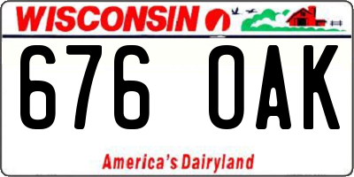 WI license plate 676OAK