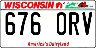 WI license plate 676ORV
