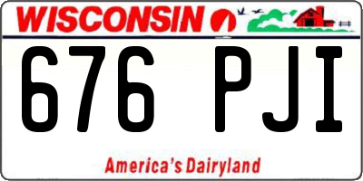 WI license plate 676PJI