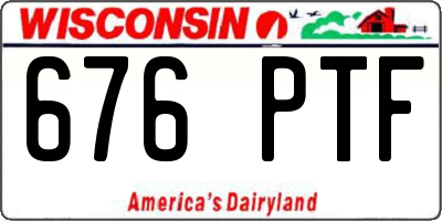 WI license plate 676PTF