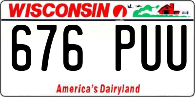 WI license plate 676PUU
