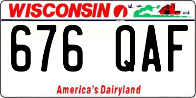 WI license plate 676QAF
