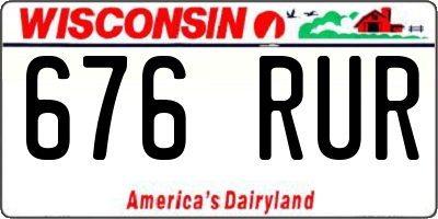 WI license plate 676RUR