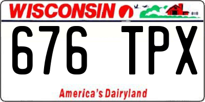 WI license plate 676TPX
