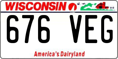 WI license plate 676VEG