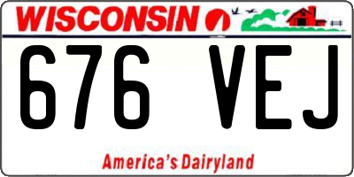 WI license plate 676VEJ