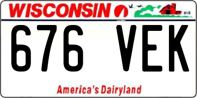 WI license plate 676VEK