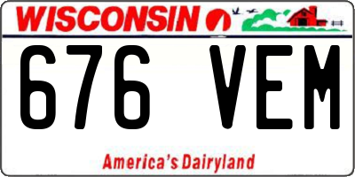 WI license plate 676VEM