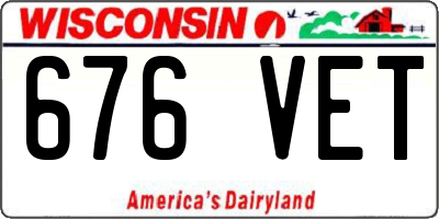 WI license plate 676VET
