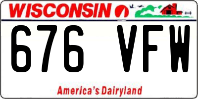 WI license plate 676VFW