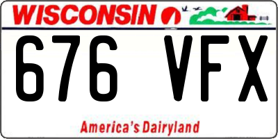 WI license plate 676VFX