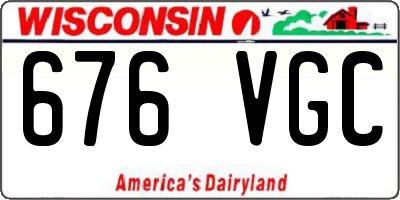 WI license plate 676VGC