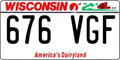 WI license plate 676VGF