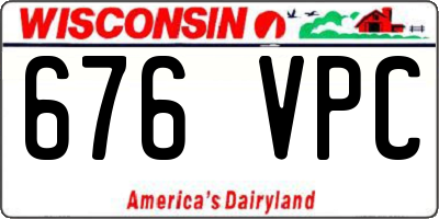 WI license plate 676VPC
