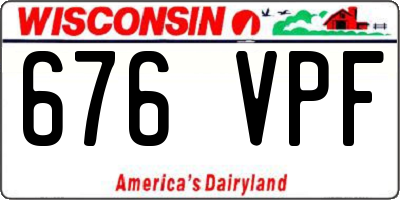 WI license plate 676VPF