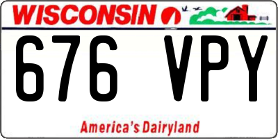 WI license plate 676VPY