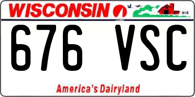 WI license plate 676VSC
