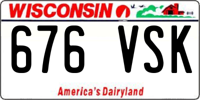 WI license plate 676VSK