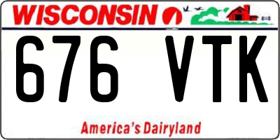 WI license plate 676VTK
