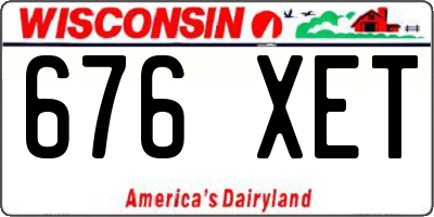WI license plate 676XET