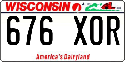 WI license plate 676XOR