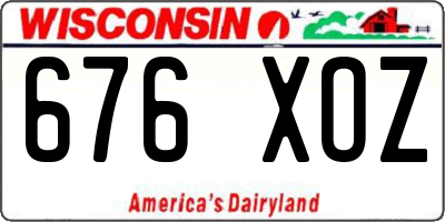 WI license plate 676XOZ