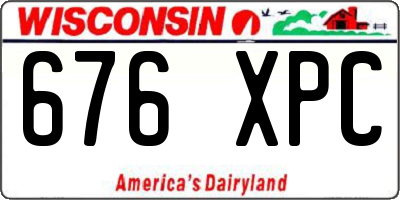 WI license plate 676XPC