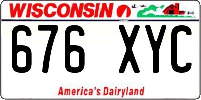 WI license plate 676XYC