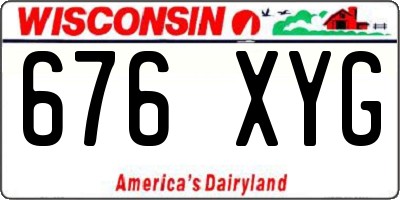 WI license plate 676XYG