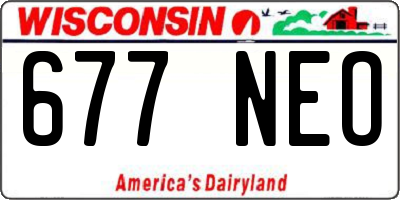 WI license plate 677NEO
