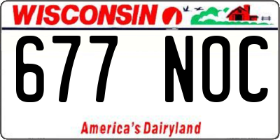 WI license plate 677NOC