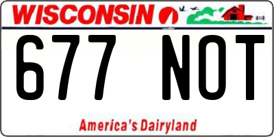 WI license plate 677NOT