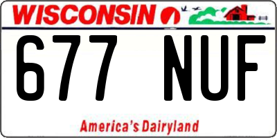 WI license plate 677NUF