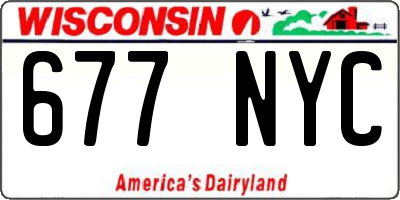 WI license plate 677NYC