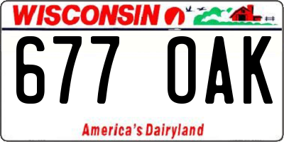 WI license plate 677OAK