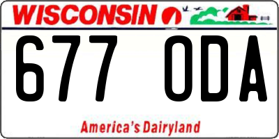 WI license plate 677ODA