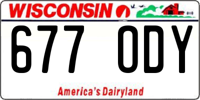 WI license plate 677ODY