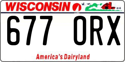 WI license plate 677ORX