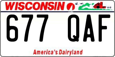 WI license plate 677QAF