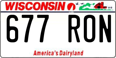WI license plate 677RON
