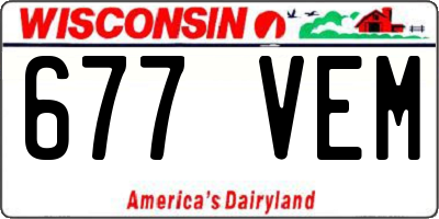 WI license plate 677VEM